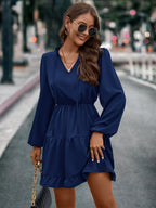 Damen kurzes Kleid mit lässigem Schnitt und Volantdetails R&B