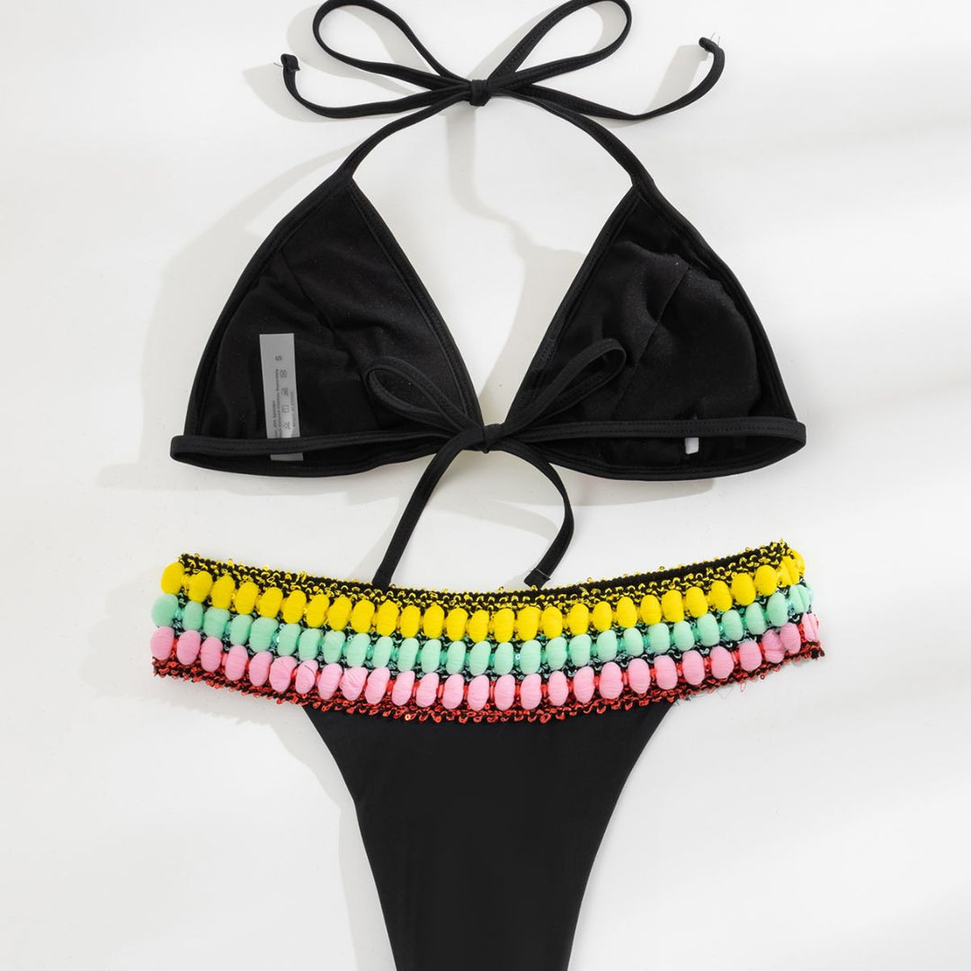 Damen Triangel-Bikini mit farbenfrohen Quasten R&B