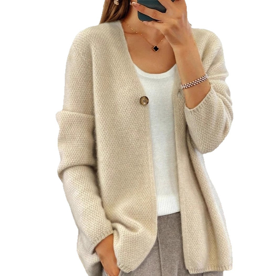 Damen Strickjacke mit strukturiertem Design und elegantem Knopf R&B