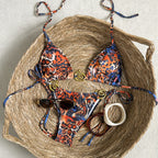 Damen Triangel-Bikini mit verstellbaren Trägern und animalischem Muster R&B