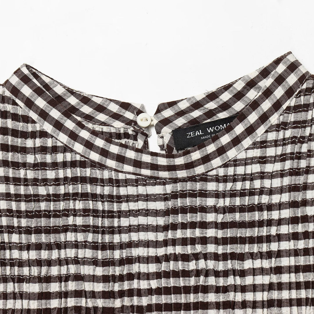Damenbluse mit dekorativen Puffärmeln und geschmeidiger Rüschensilhouette R&B