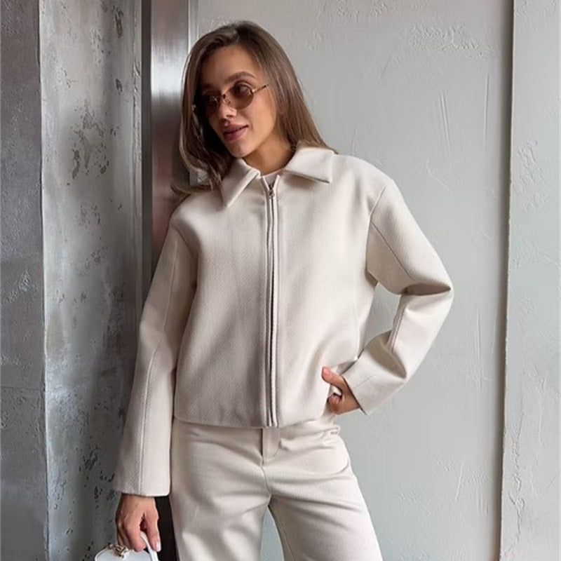 Damen elegante Zip-Jacke im minimalistischen Stil R&B