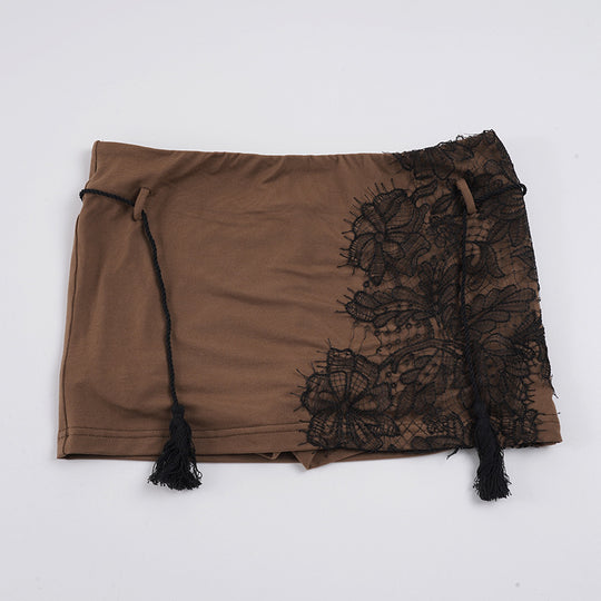 Damen Elegantes Poloshirt mit Spitzenapplikation und Knopfdetails R&B