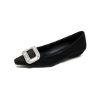 Damen elegante Ballerinas mit funkelnder Schnallenverzierung