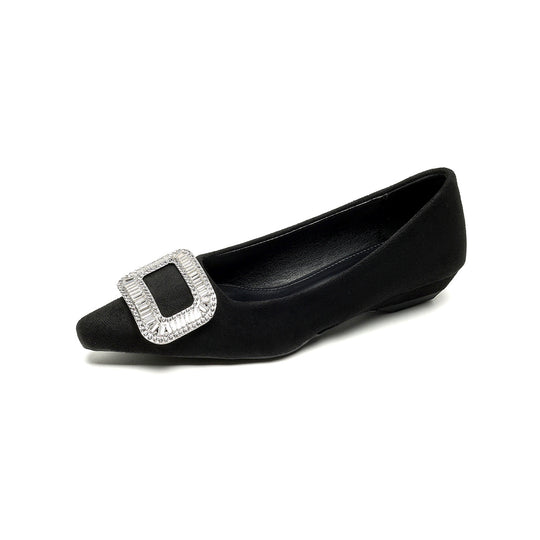 Damen elegante Ballerinas mit funkelnder Schnallenverzierung R&B