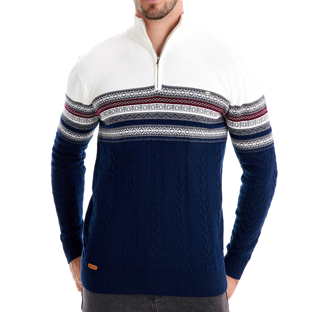 Herren modischer Pullover mit Reißverschluss und strukturiertem Design