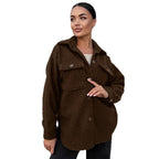 Damen Flauschige Utility-Jacke mit großen Taschen und Knopfdetails R&B