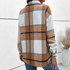 Damen Flanelljacke mit auffälligem Karomuster und bequemen Knöpfen R&B