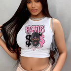Damen Crop-Top mit auffälligem Grafikdesign R&B