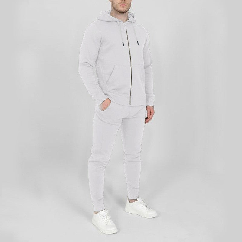 Herren Sportliches Jogginganzug-Set mit praktischen Taschen und hohem Kragen R&B