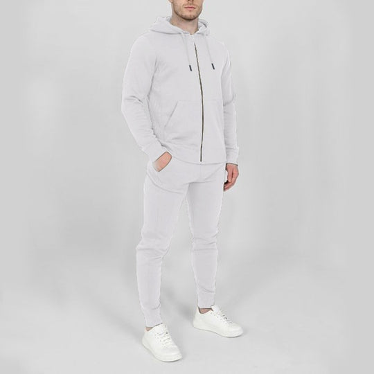 Herren Sportliches Jogginganzug-Set mit praktischen Taschen und hohem Kragen R&B