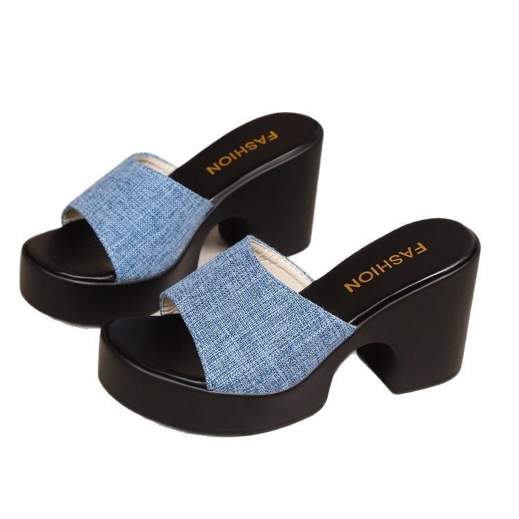Damen Chunky Plattform-Sandalen mit modischem Design und erhöhtem Blockabsatz R&B