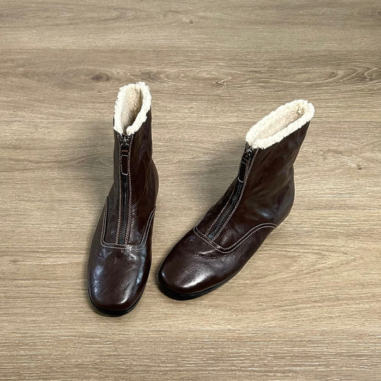 Damen gefütterte Winterstiefel mit modischem Reißverschluss und kuscheligem Kragen R&B