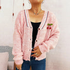 Damen verspielte Strickjacke mit buntem Knopfdesign und hohem Komfort R&B
