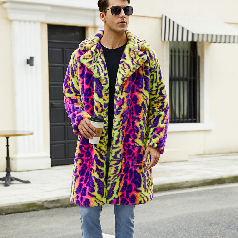 Herren Plüschmantel mit auffälligem Tierdesign R&B