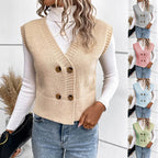 Damen Strickweste mit doppelter Knopfleiste
