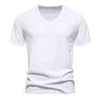 Herren V-Ausschnitt T-Shirt aus atmungsaktiver Baumwolle mit komfortablem Sitz