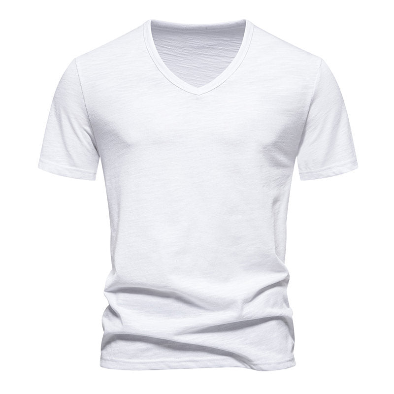Herren V-Ausschnitt T-Shirt aus atmungsaktiver Baumwolle mit komfortablem Sitz