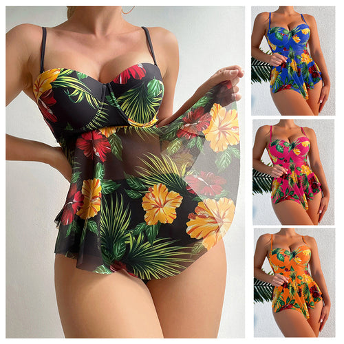 Damen Badeanzug mit Volants und floralem Print R&B