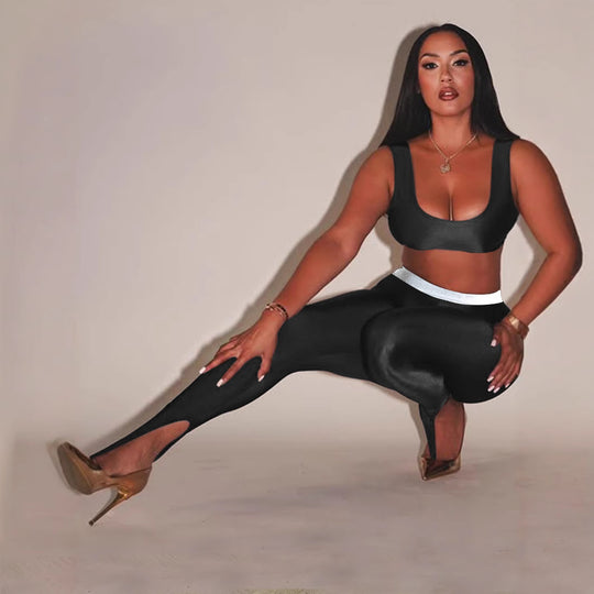 Damen Leggings mit stilvollen Cut-Outs und elastischem Komfortbund R&B