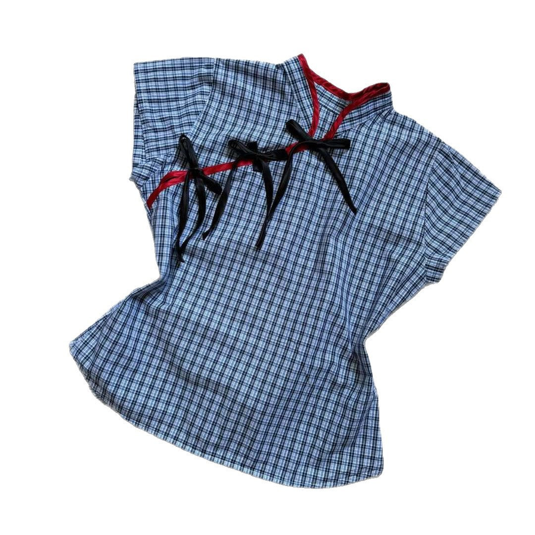 Damen Urbanes Karo-Top mit raffinierten Rüschendetails R&B