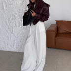 Damen Kunstlederjacke im modischen Biker-Stil mit breitem Revers R&B