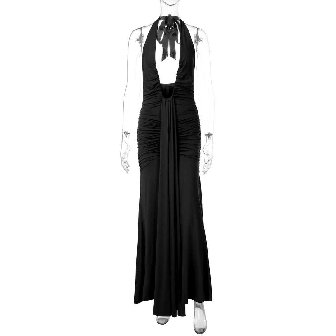 Damen Elegantes Maxikleid mit tiefem Ausschnitt und raffinierten Rüschendetails R&B