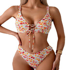Damen High-Waist Bikini Set mit modischen Rippdetails