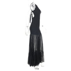 Damen Maxikleid mit transparentem unteren Saum R&B