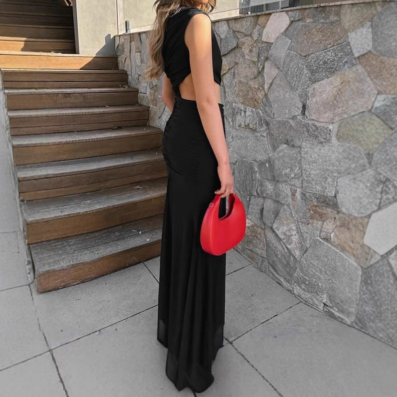 Damen Elegantes Maxikleid mit asymmetrischem Schnitt und Rüschendetails R&B