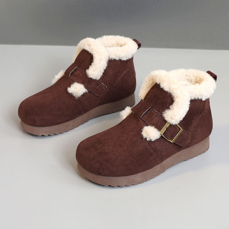 Damen Bequeme Winterstiefeletten mit weichem Innenfutter und modernem Riemendesign R&B