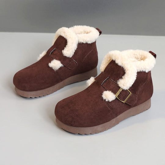 Damen Bequeme Winterstiefeletten mit weichem Innenfutter und modernem Riemendesign R&B