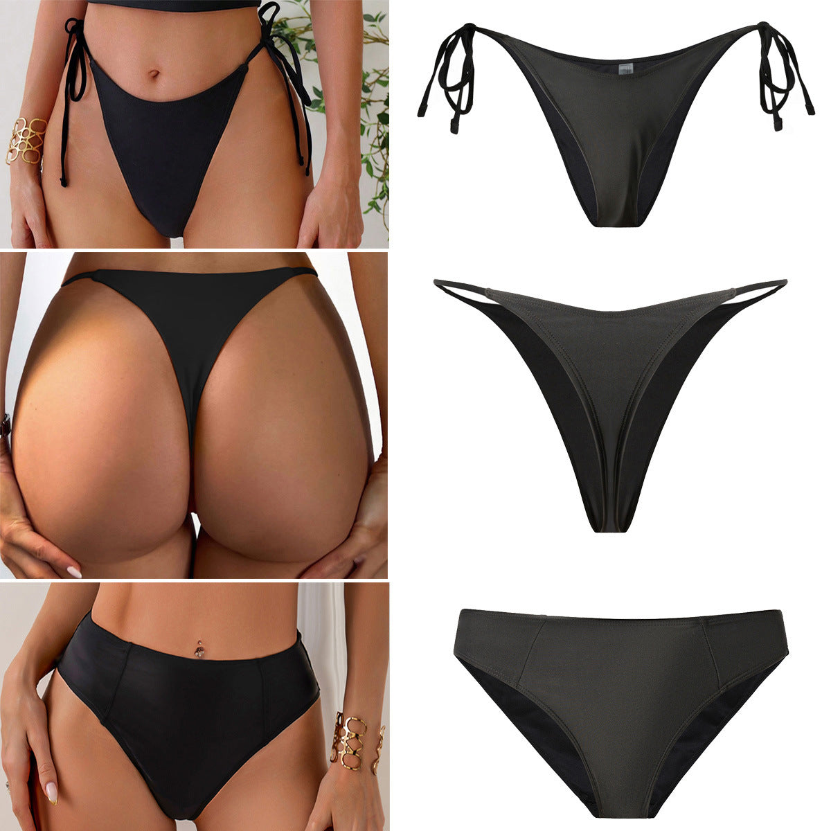 Damen Hochgeschnittener Bikini mit seitlichen BindR&Bändern R&B
