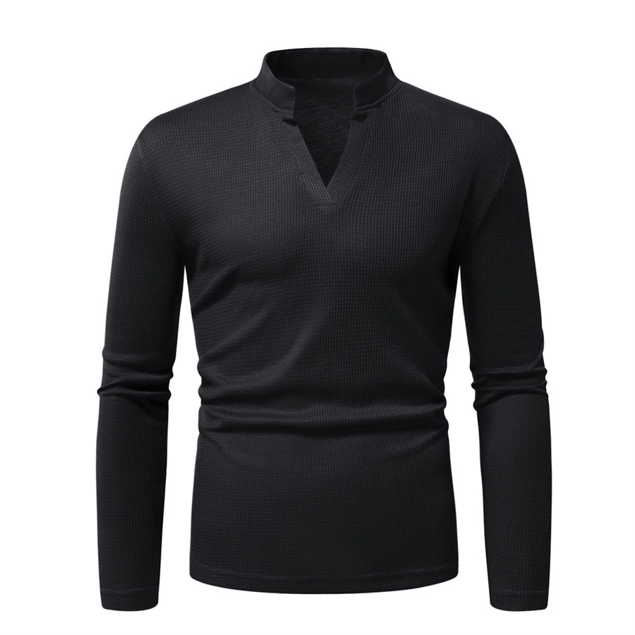 Herren Langarm-Henley-Shirt mit strukturierter Oberfläche