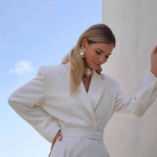Damen Oversized Blazer mit tailliertem Gürtel R&B