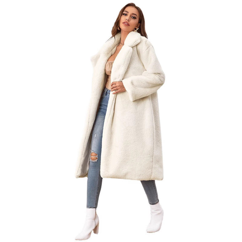 Damen Flauschiger Longblazer aus Kunstfell R&B