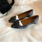 Damen Flache Ballerinas mit modischem Karo-Design und schicker Schnalle