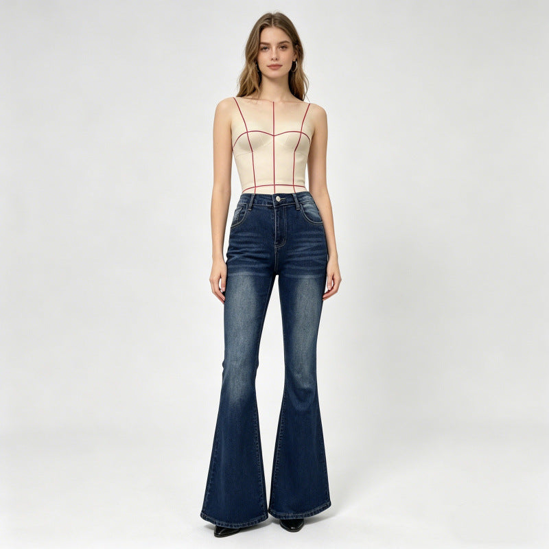 Damen Bootcut Jeans mit dekorativen Stickereien R&B