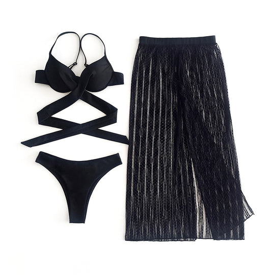 Damen Bikiniset mit elegantem Transparenz-Rock R&B