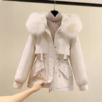 Damen Winterjacke mit funktionalem Reißverschluss und abnehmbarem Kunstpelzkragen R&B