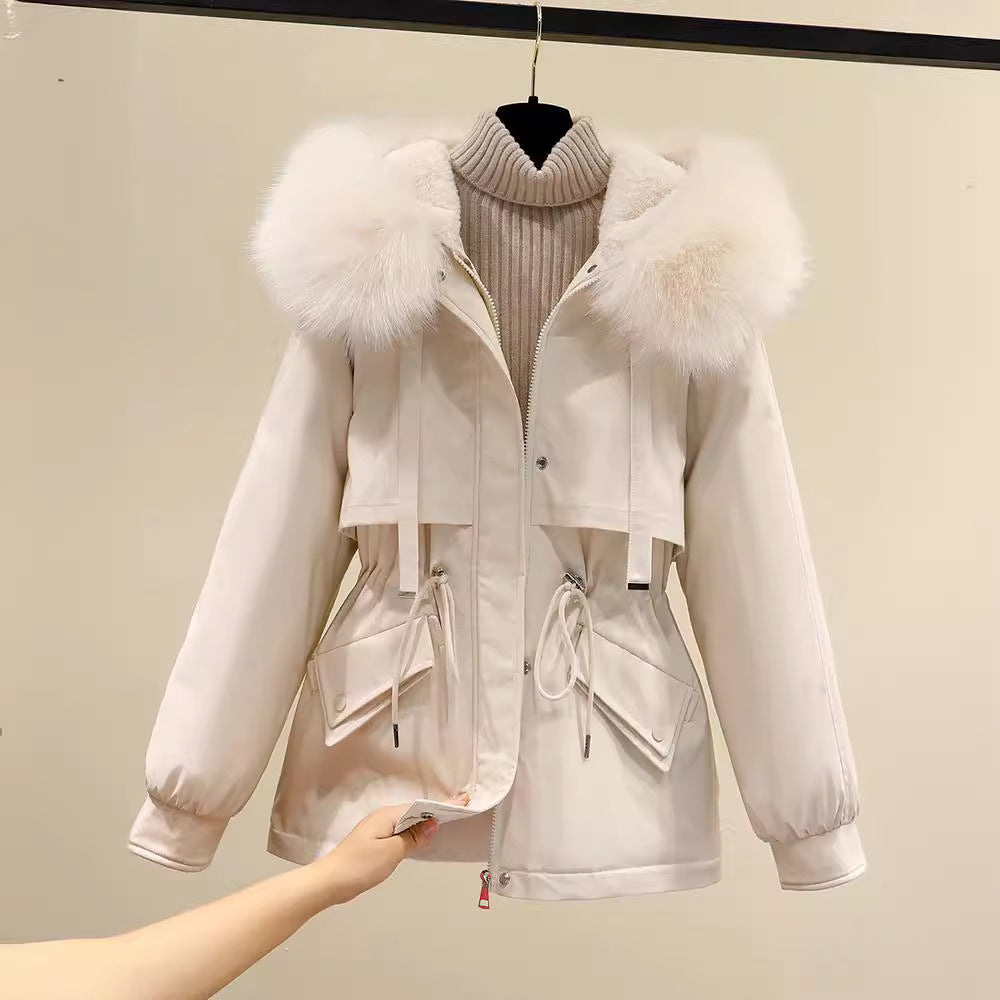 Damen Winterjacke mit funktionalem Reißverschluss und abnehmbarem Kunstpelzkragen R&B