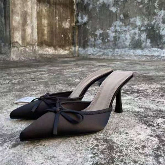 Damen elegante Slingback-Pumps mit feiner Schleifenverzierung R&B