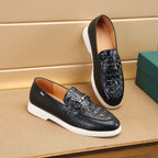 Damen Mokassin Slipper mit modischem Krokodil-Leder-Design R&B