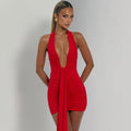 Damen Elegantes Wickelkleid mit tiefem V-Ausschnitt und raffiniertem Faltenwurf R&B