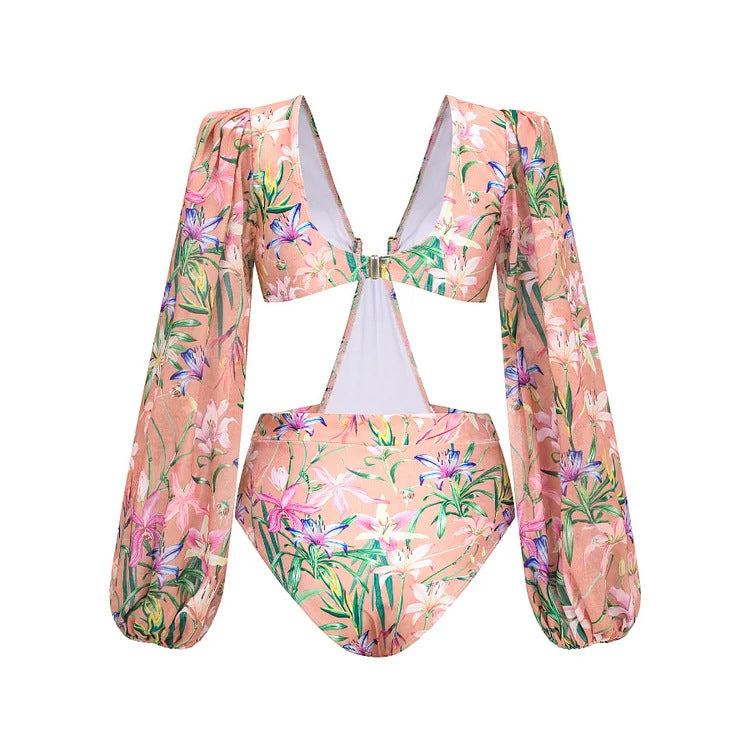 Damen Bikiniset mit eleganten, langen transparenten Ärmeln R&B