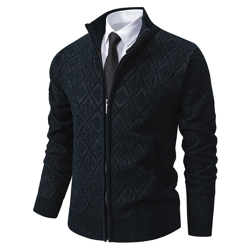 Herren modische Strickjacke mit grafischem Zipper-Design