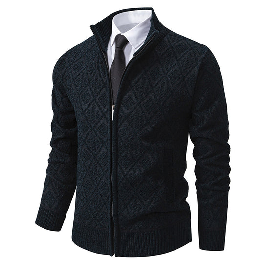 Herren modische Strickjacke mit grafischem Zipper-Design R&B