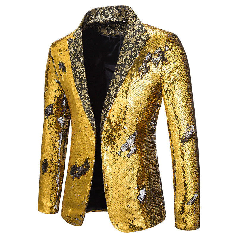 Herren extravagante Pailletten-Blazerjacke R&B