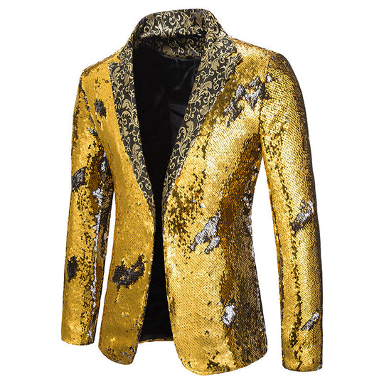 Herren extravagante Pailletten-Blazerjacke R&B