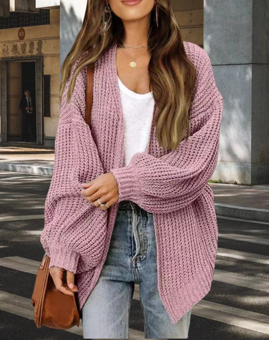 Damen Grobstrick Cardigan mit weitem Schnitt R&B